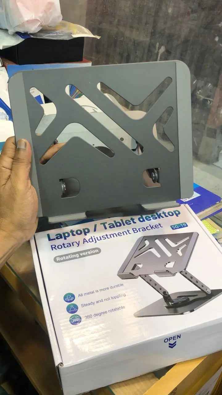 Adjustable Laptop Stand, Aluminum Foldable Laptop Stand with 360° Rotation, Height Adjustable, Portable and Convenient SG-19