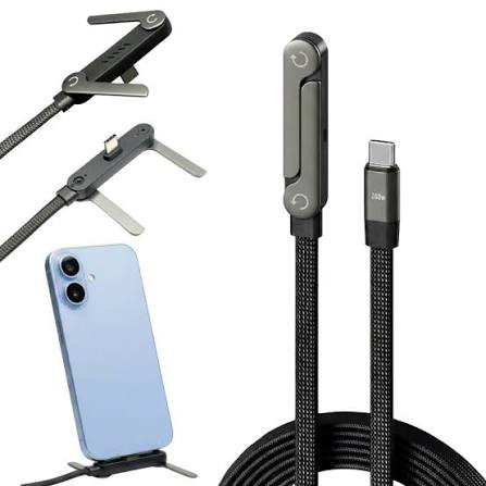 240W 2-in-1 Data Cable With Stand | 1.5 Meter C to C USB Data Cable | Fast Charging Nylon Braided Mobile Cableㅤㅤㅤㅤㅤㅤㅤㅤㅤㅤㅤㅤㅤㅤㅤ