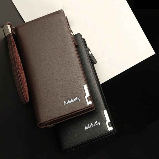 Balebaily Slim Leather Wallet Multi Pocket PU Leather | Black