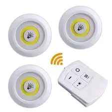Pack Of 3 LED Remote Control Lights | Tap Light For Cabinet Wardrobe Room Kitchen & Office Use | Self-adhesive Lights With Remote (Cell Operated)