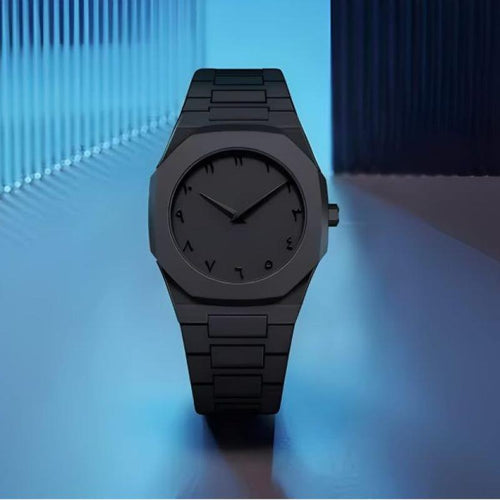 Aura Quartz Watch Lightweight Design Arabic Dial Black Aura Arabic Watch For Men Trendy Fiber Plastic Timepiece With Arabic Numerals
