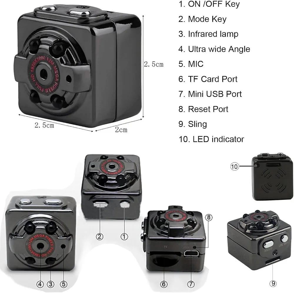 SQ8 Mini Hidden DV Camera 1080P Full HD Spy Camera & Car DVR - Electronic Product Designed For Recording And Daily Video Routine ~ Rechargeable