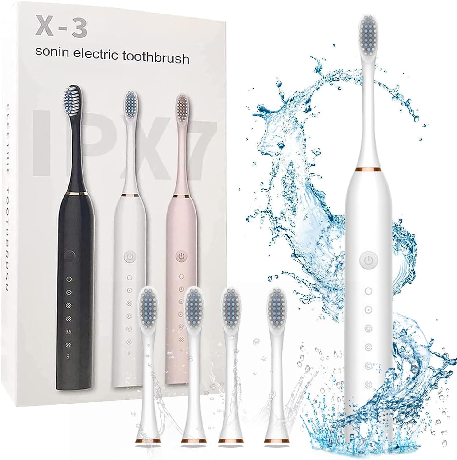 Rechargeable Electric Toothbrush With 2 Extra Heads | USB Charging Rechargeable Total Washable Electronic Whitening Teeth Brush for Oral Care