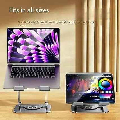 Adjustable Laptop Stand, Aluminum Foldable Laptop Stand with 360° Rotation, Height Adjustable, Portable and Convenient SG-19