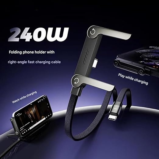 240W 2-in-1 Data Cable With Stand | 1.5 Meter C to C USB Data Cable | Fast Charging Nylon Braided Mobile Cableㅤㅤㅤㅤㅤㅤㅤㅤㅤㅤㅤㅤㅤㅤㅤ